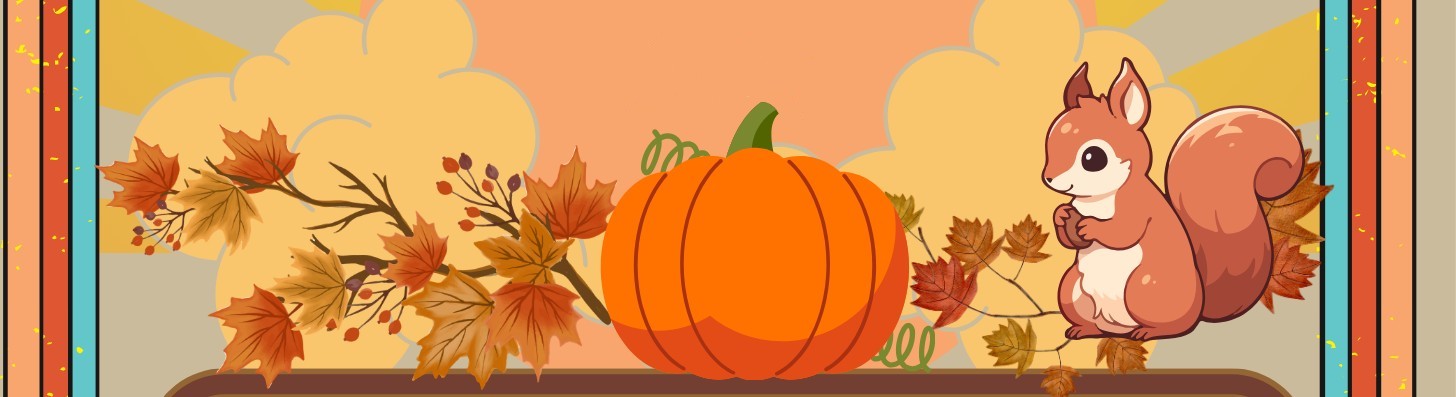 fall pumpkin and squirrel